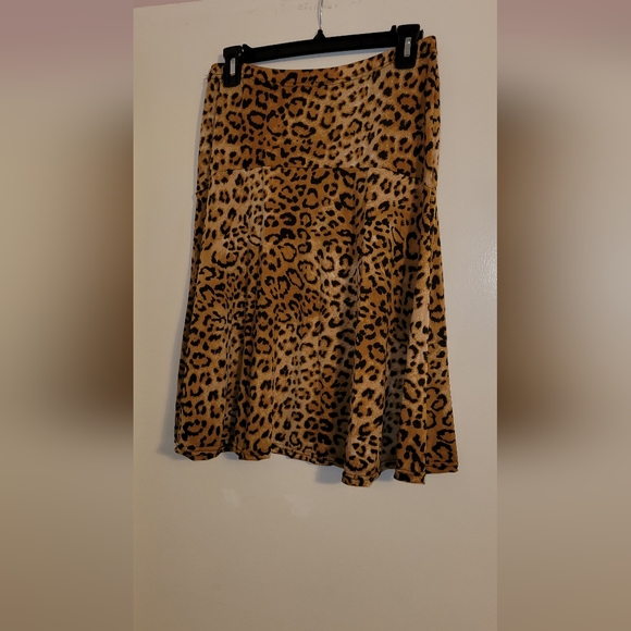 Brown Leopard Tiered Midi A-Line Skirt - Picture 3 of 3
